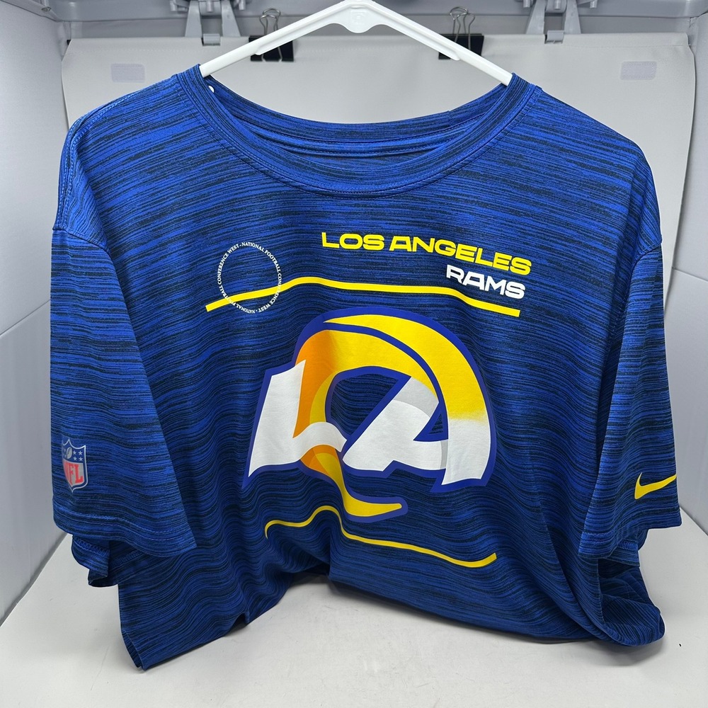 Nike Shirt Mens XXL Blue Los Angeles Rams NFL Dri-FIT Space Dye Performance Tee
